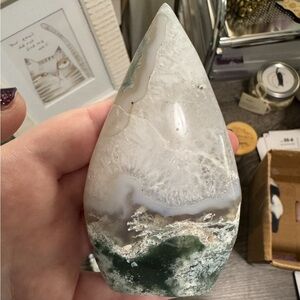 Moss Agate Free Form - Green & Clear Crystal - NWOT